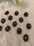 Wooden & Rhinestone Oval Buttons