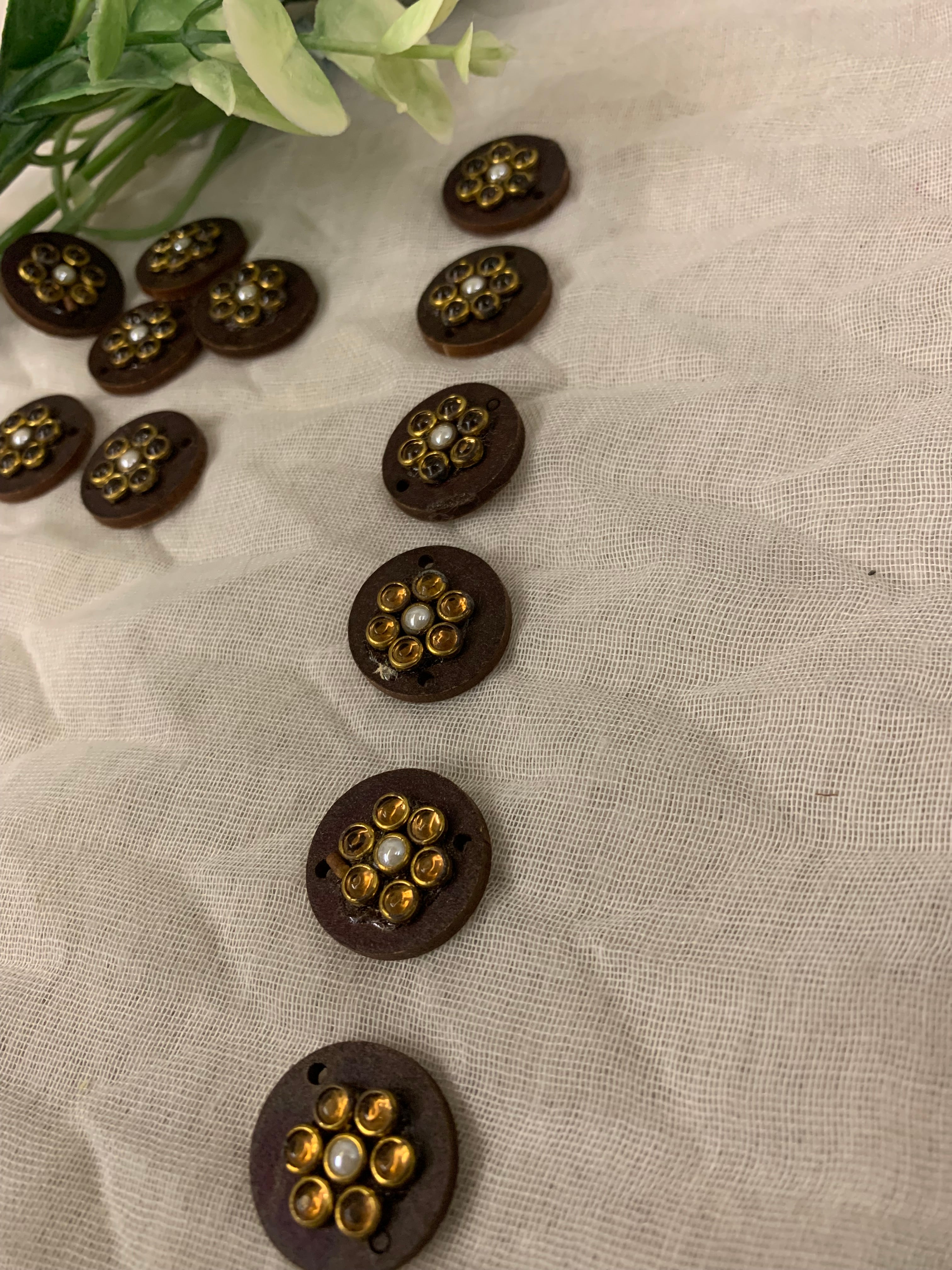 Wooden & Pearl Rosette Buttons