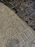 Ivory Threadwork Geometric Embroidered Fabric