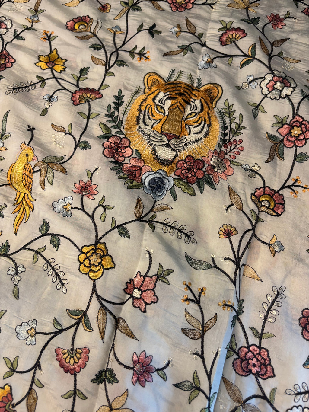 Hand-Embroidered Parsi Gara Silk