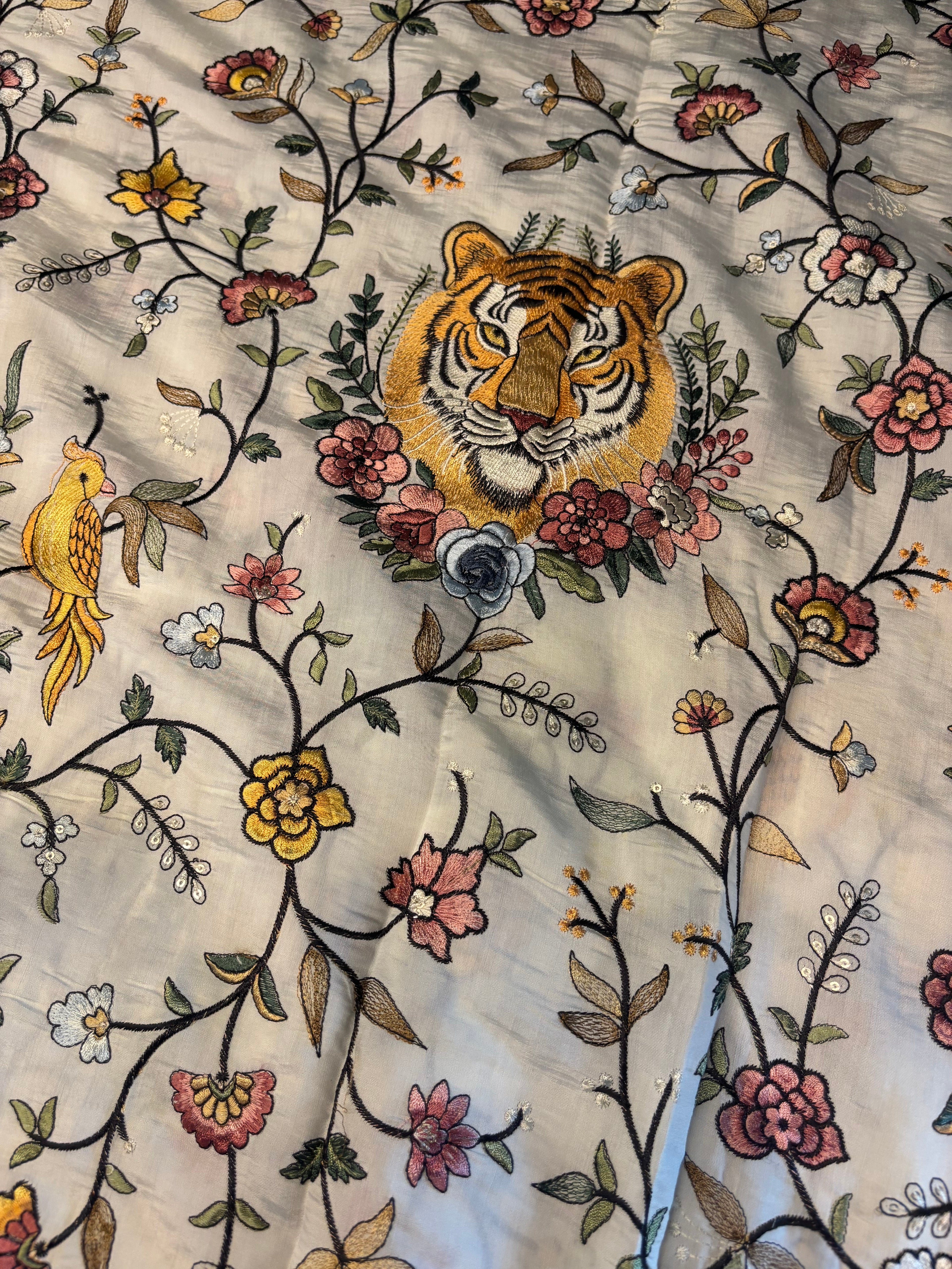 Hand-Embroidered Parsi Gara Silk