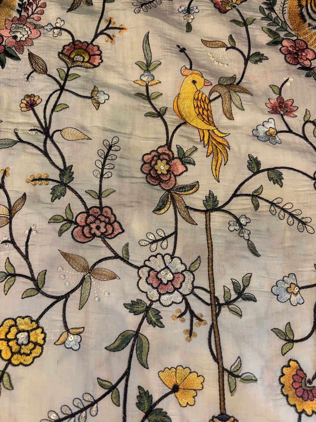 Hand-Embroidered Parsi Gara Silk