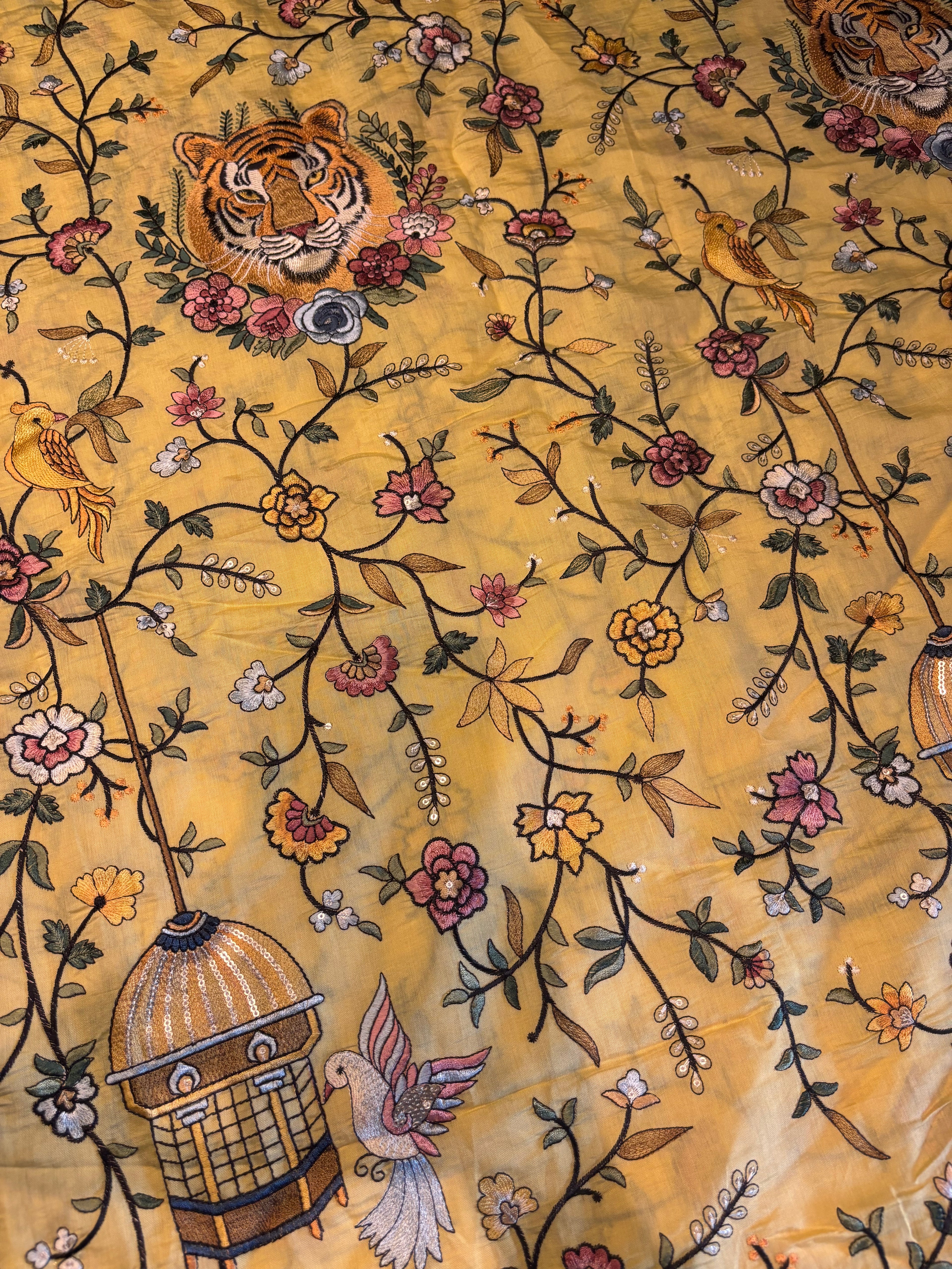 Hand-Embroidered Parsi Gara Silk