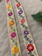 Multi-Color Beige Floral Embroidered Trim