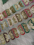 Golden Sequin Butterfly Lace Trim