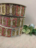 Golden Sequin Butterfly Lace Trim