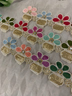 Elegant Multicolor Flower Zari Border