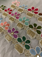 Elegant Multicolor Flower Zari Border