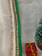 Ivory Pearl Gold Lace Patti
