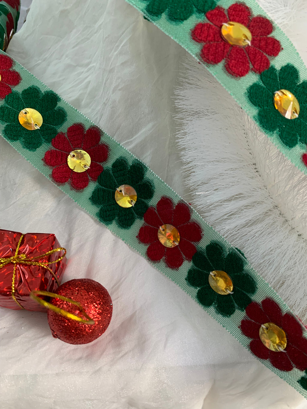Floral Sequin Border Lace