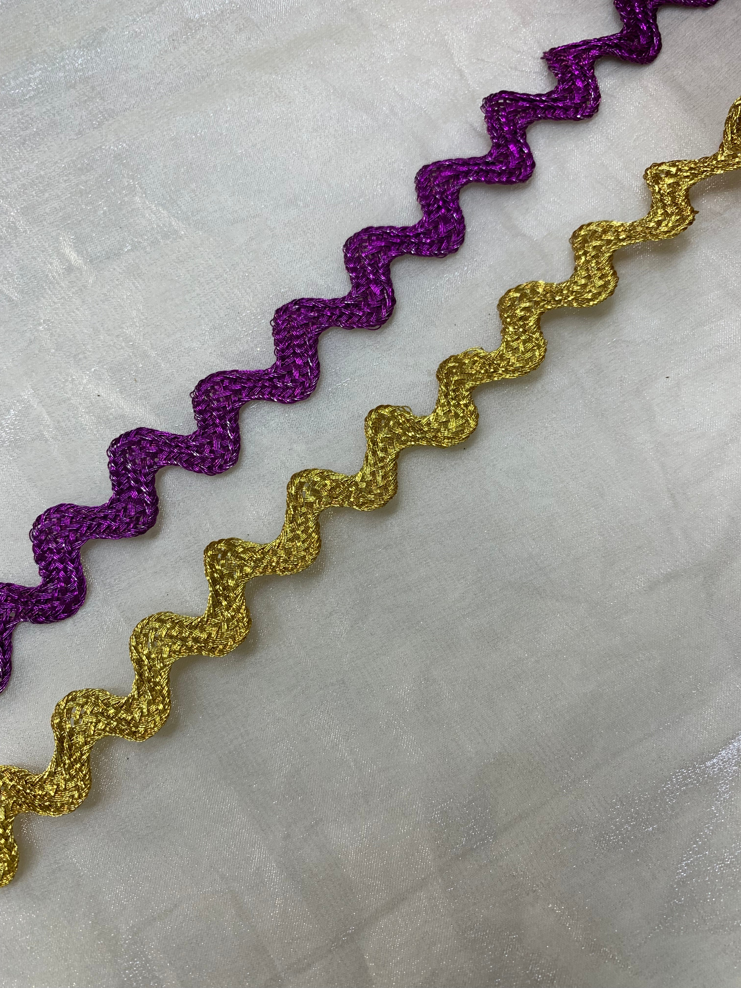 Golden And Purple Braided Wavy Dori Trim