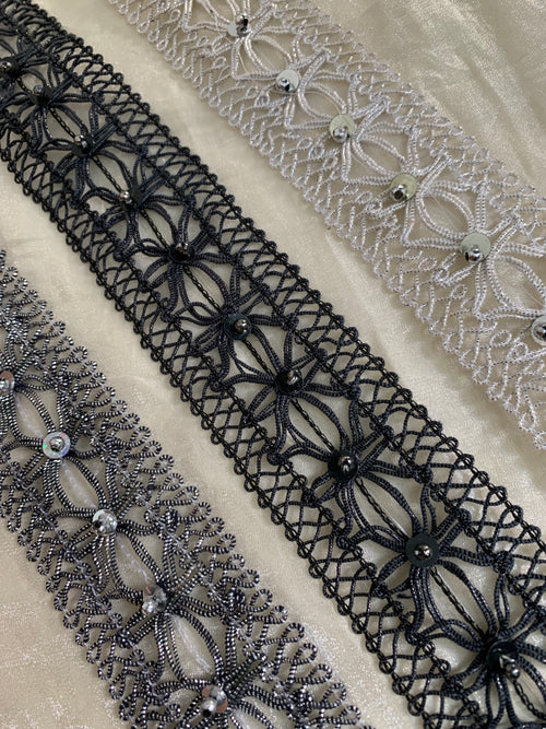 Crystal Floral Cutwork Lace Patti
