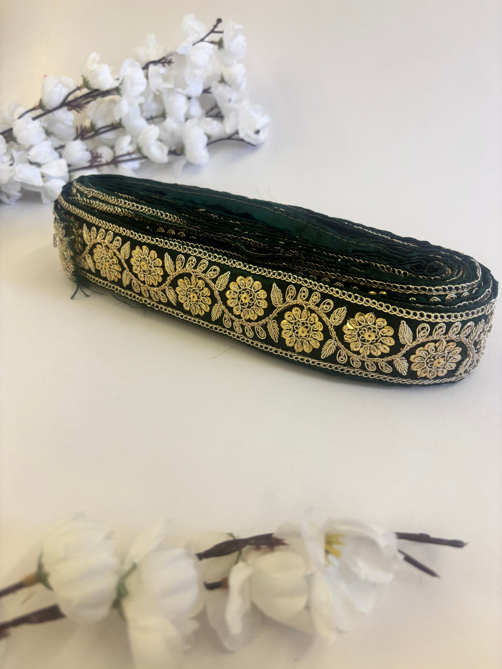 Embroidered Floral Zari Lace Trim