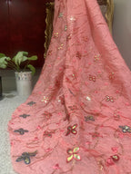 Embroidered Butterfly Vine Organza Fabric