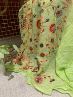 Floral Embroidered Organza Fabric