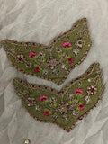 Olive Green V-Shaped Floral Set