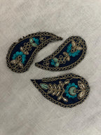 Navy Blue Zari and Threadwork Paisley Patch