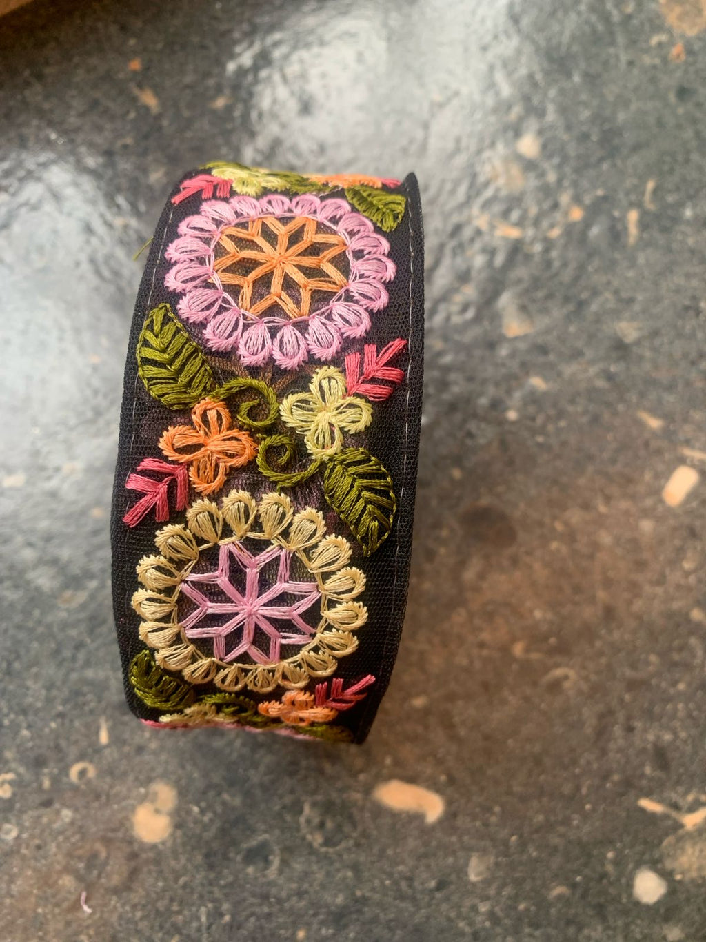 Multicolor Floral Embroidered Net Trim
