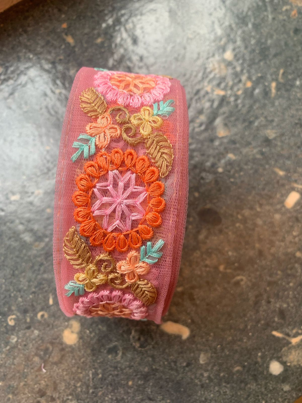 Multicolor Floral Embroidered Net Trim