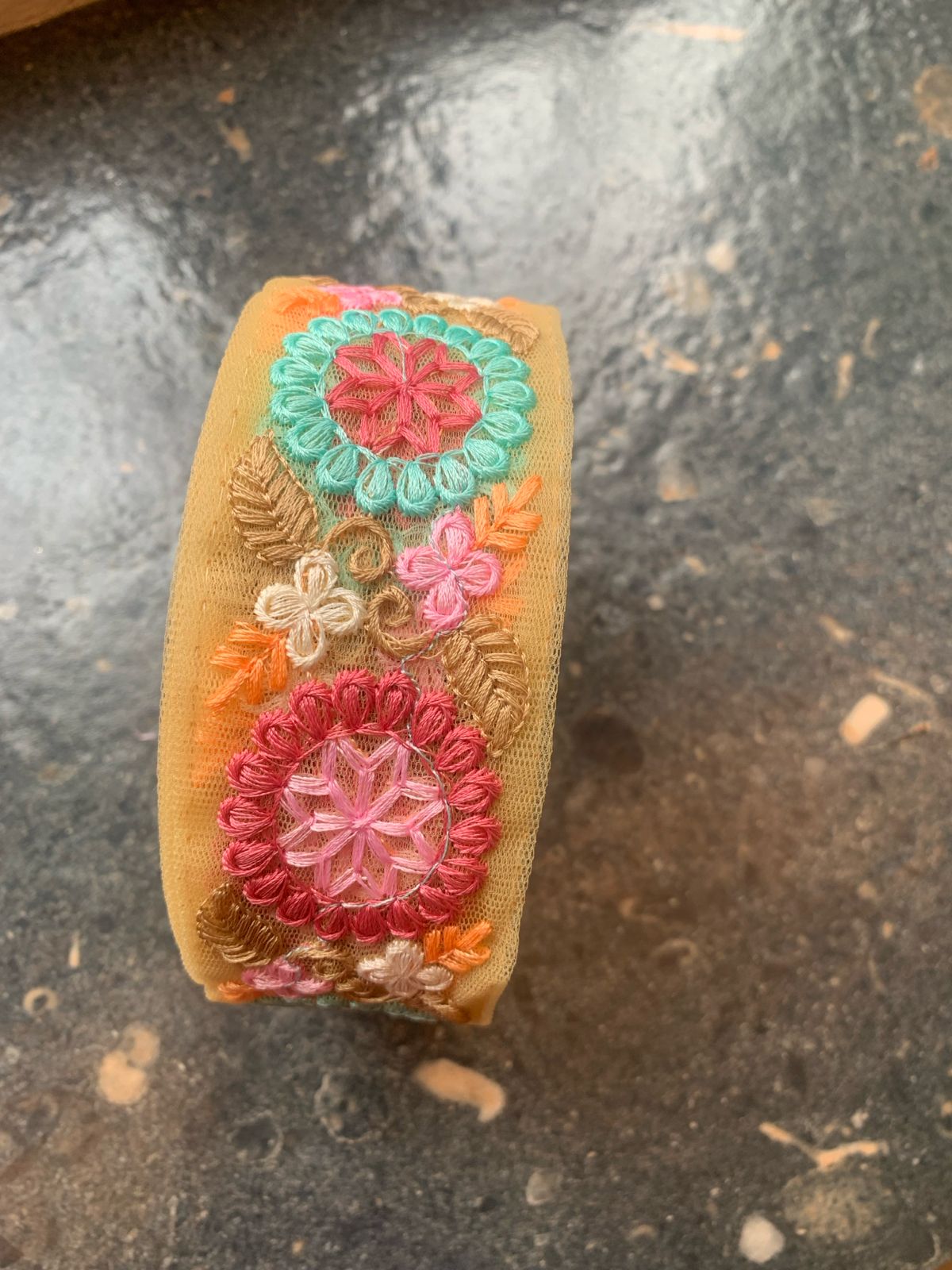 Multicolor Floral Embroidered Net Trim