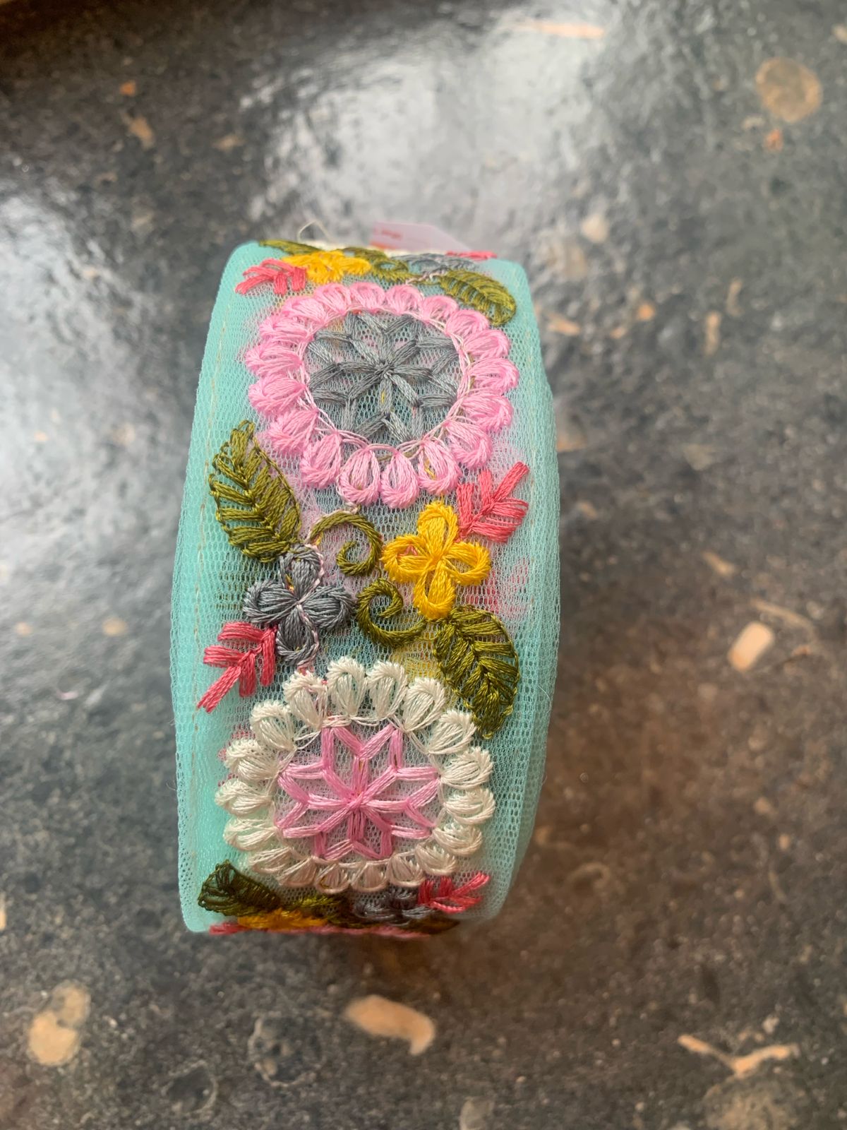 Multicolor Floral Embroidered Net Trim
