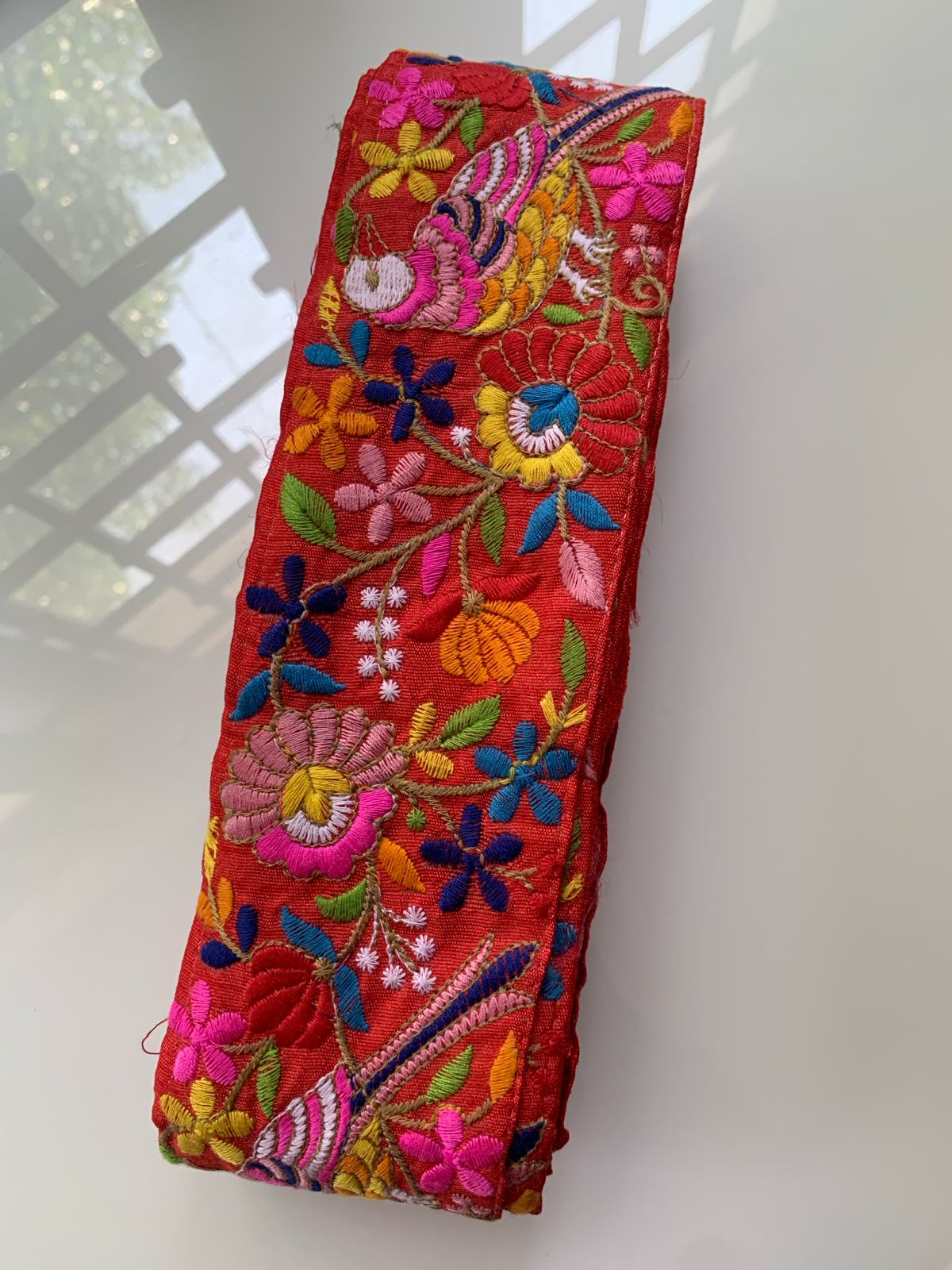Embroidered Bird & Floral Trim