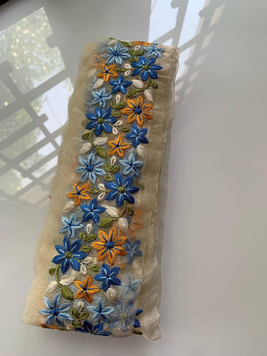 Floral Embroidered Organza Lace Trim