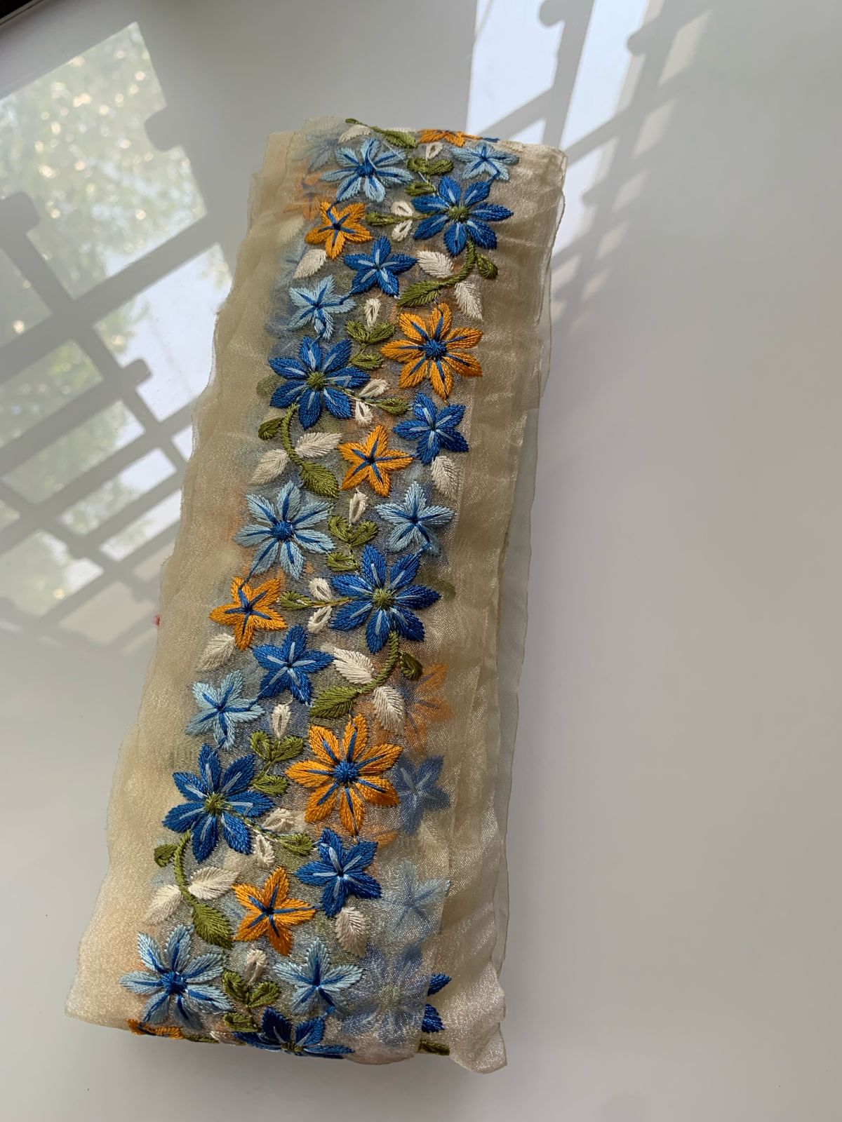 Floral Embroidered Organza Lace Trim