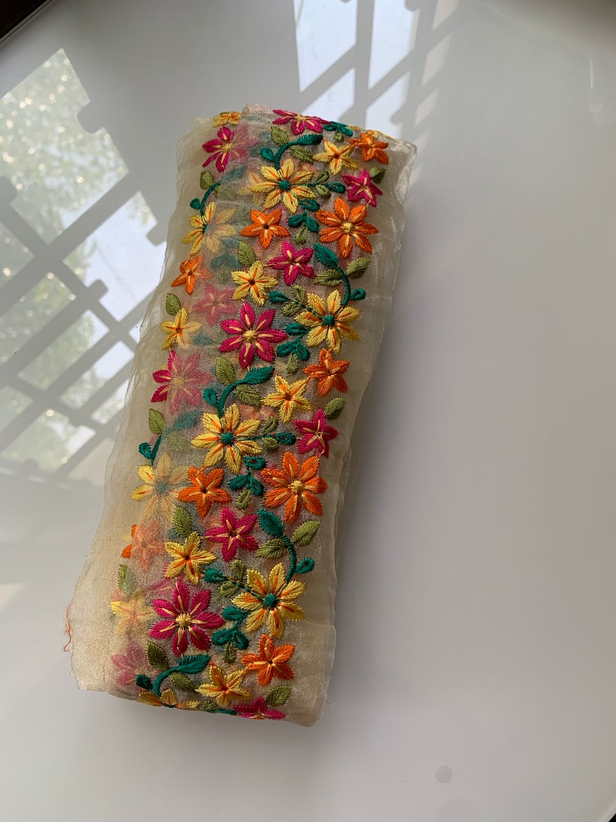 Floral Embroidered Organza Lace Trim