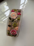Hand-Embroidered Floral Net Lace with Sequin