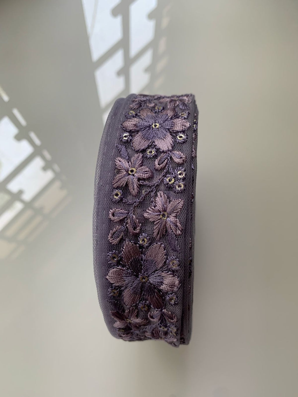 Floral Embroidered Net Lace Trim with Sequin