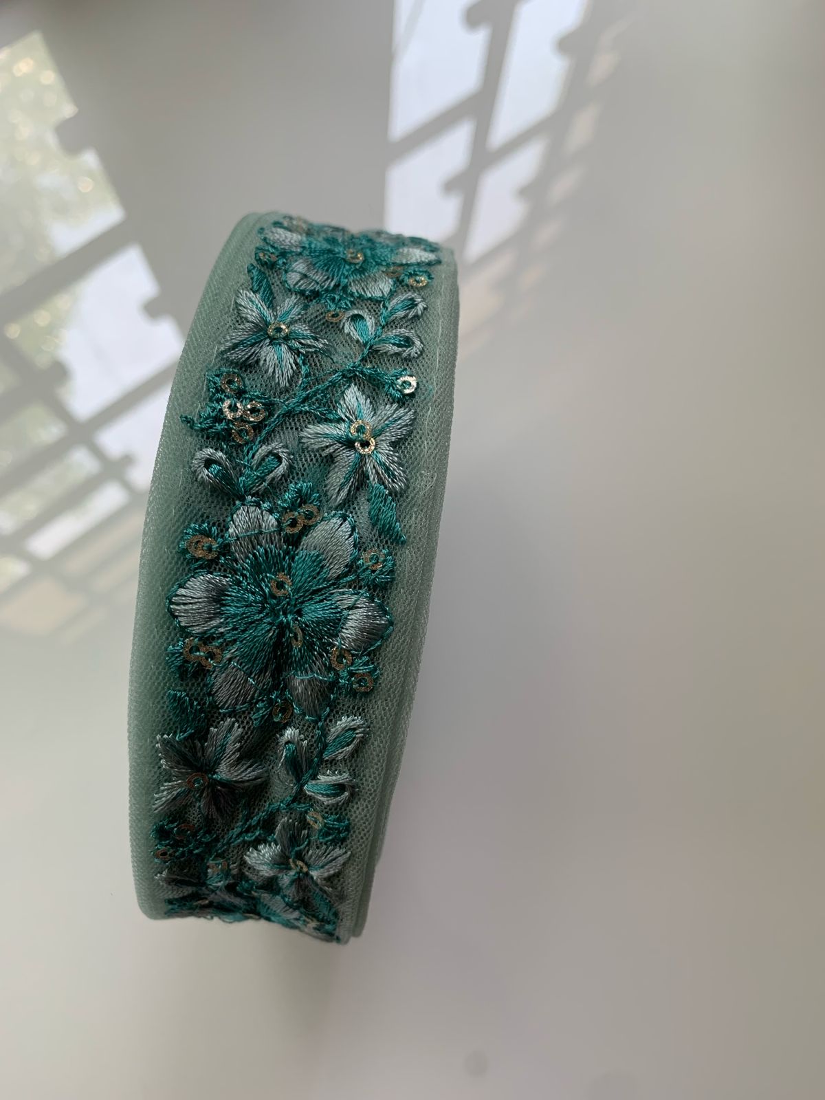 Floral Embroidered Net Lace Trim with Sequin