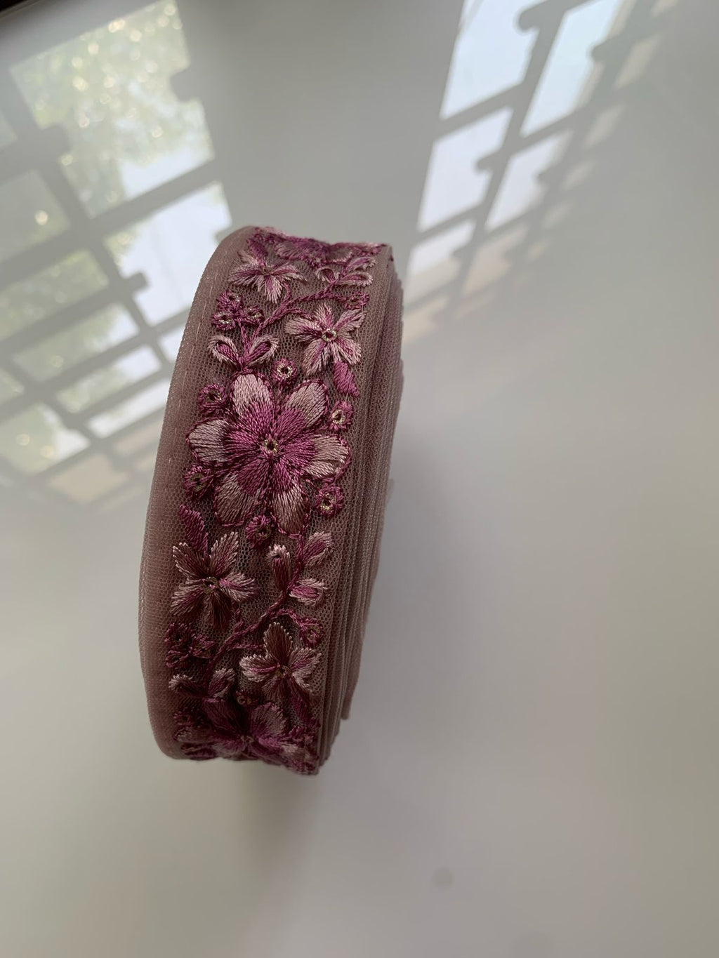 Floral Embroidered Net Lace Trim with Sequin