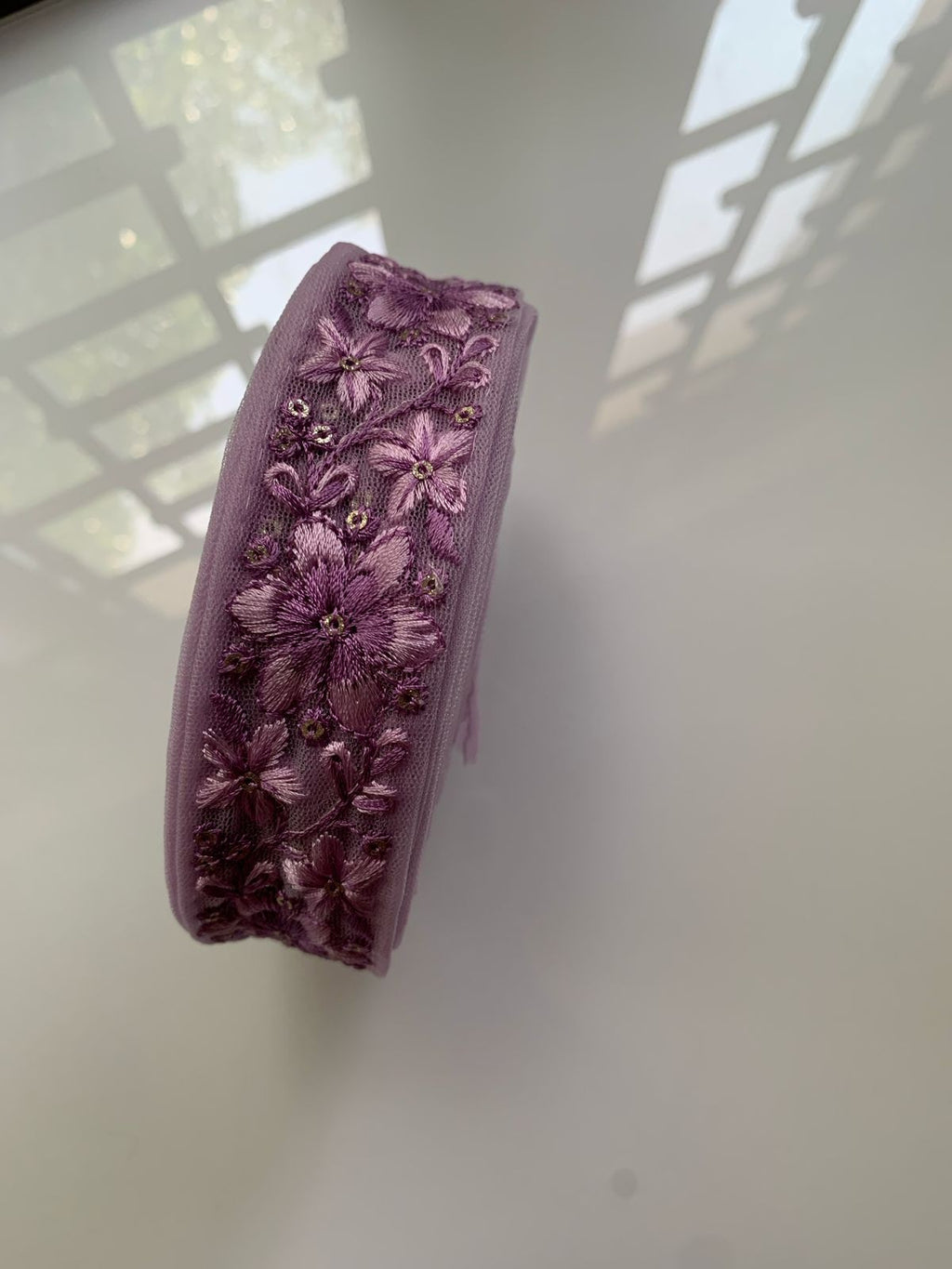Floral Embroidered Net Lace Trim with Sequin