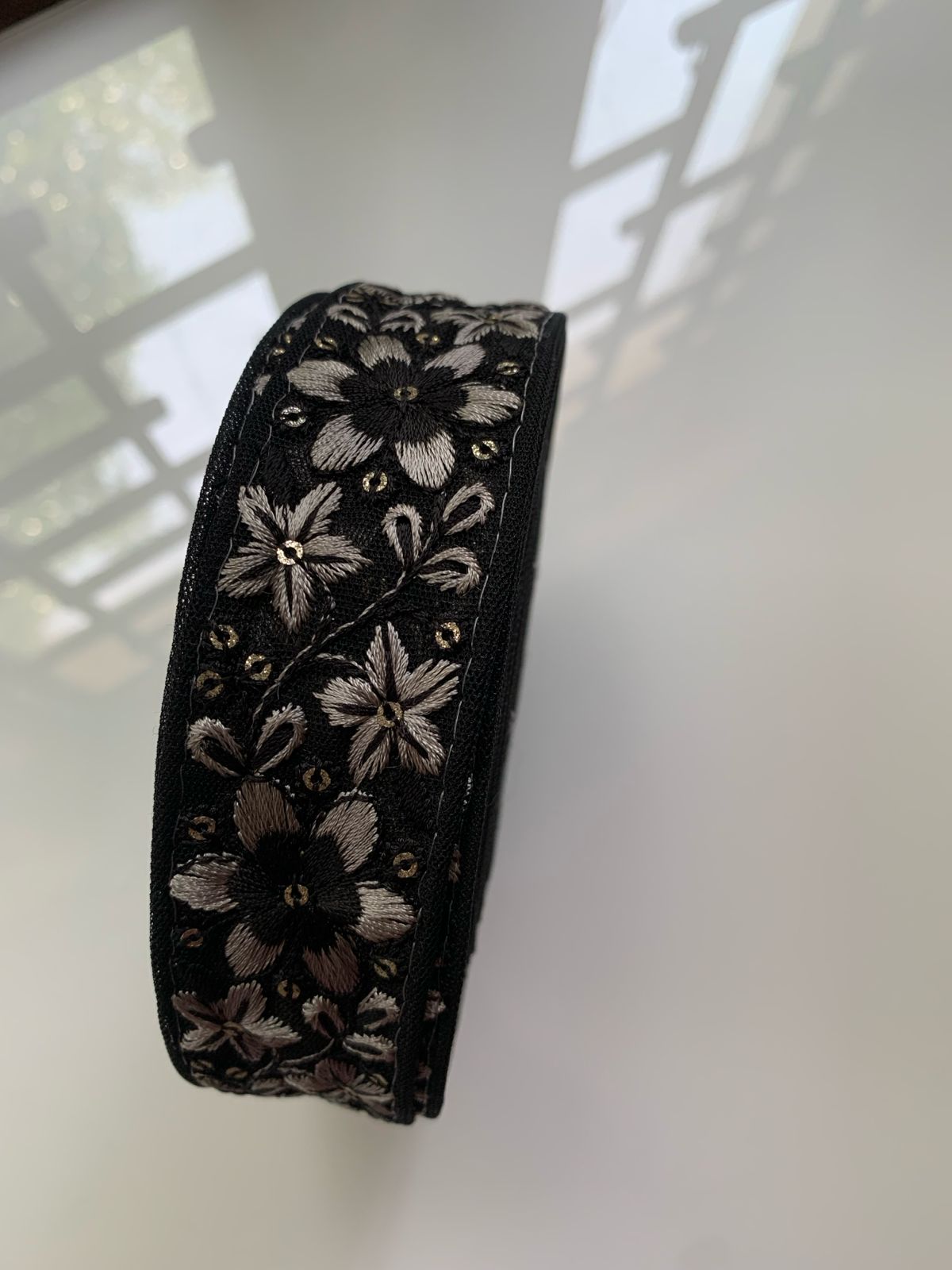 Floral Embroidered Net Lace Trim with Sequin