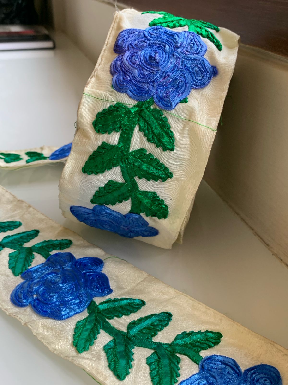 Embroidered Floral Fabric Trim