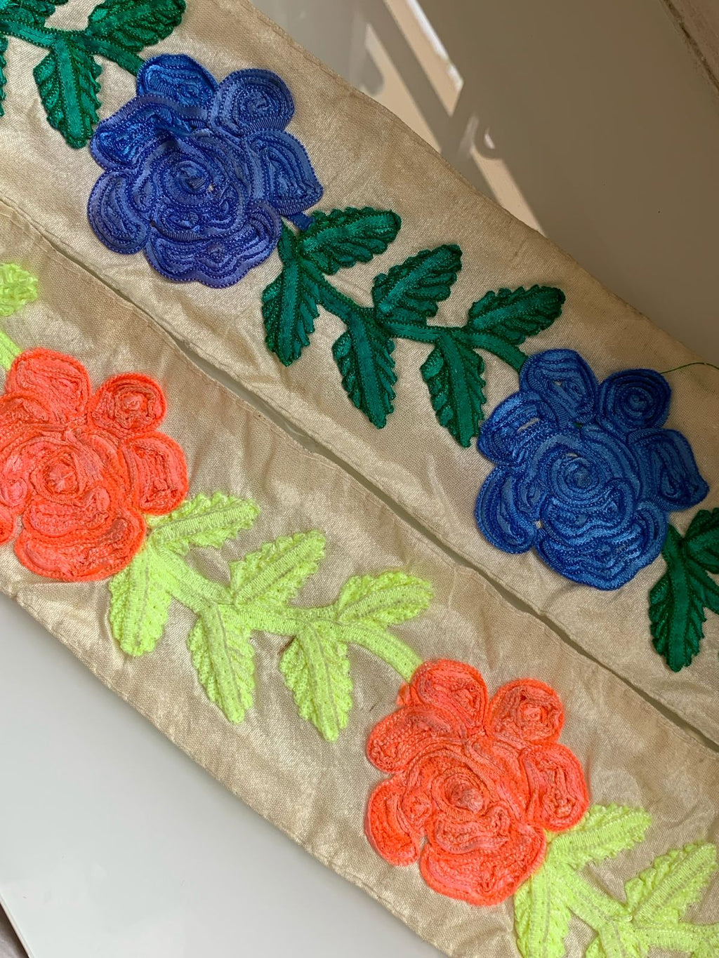 Embroidered Floral Fabric Trim