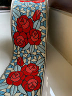 Stained Glass Rose Embroidered Trim
