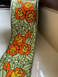 Stained Glass Rose Embroidered Trim