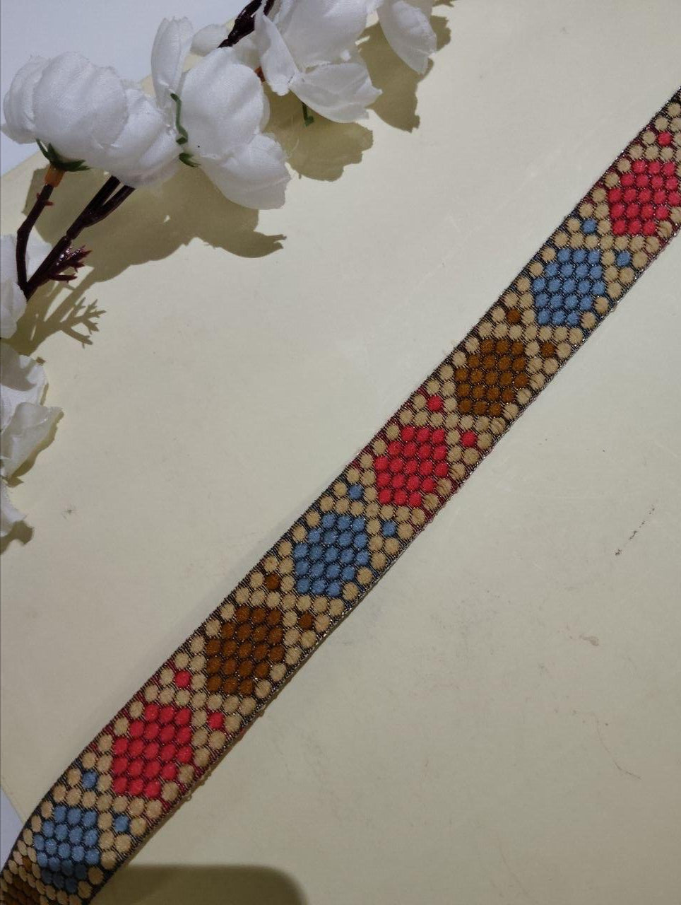 Embroidered Geometric Ribbon