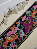 Embroidered Bird Motif Silk Ribbon