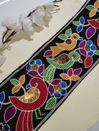 Embroidered Bird Motif Silk Ribbon