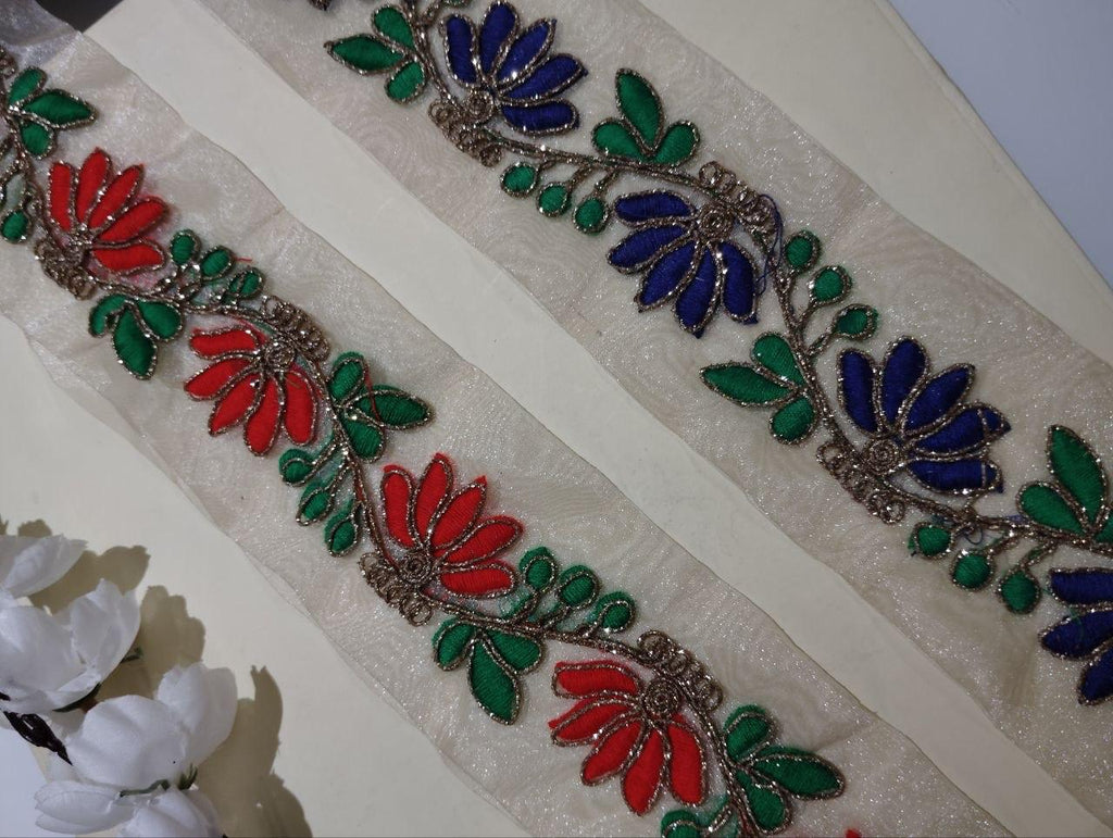 Embroidered Floral Silk Ribbon