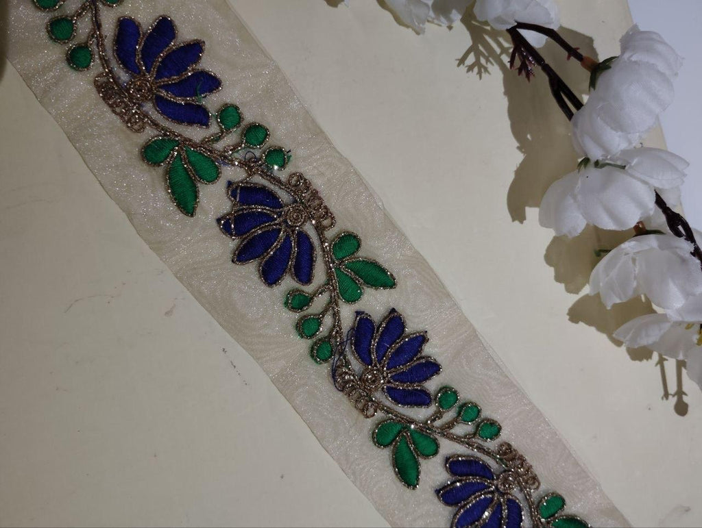 Embroidered Floral Silk Ribbon