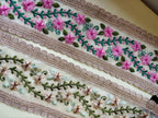 Embroidered Floral Lace with Gold Scalloped Border