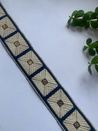 Embroidered Geometric Border Lace with Metallic