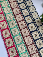 Embroidered Geometric Border Lace with Metallic