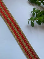 Gold Zari Striped Border Trim