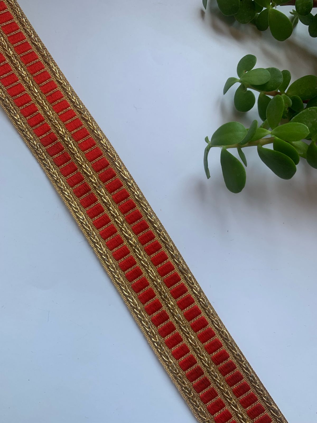 Gold Zari Striped Border Trim