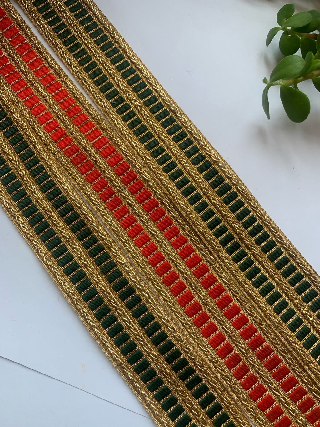 Gold Zari Striped Border Trim
